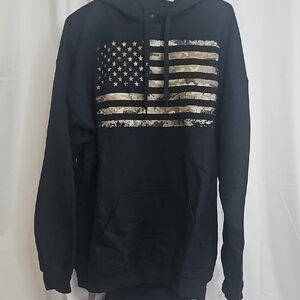 CAMO Black Sweatshirt Hoodie with Vintage Flag Design